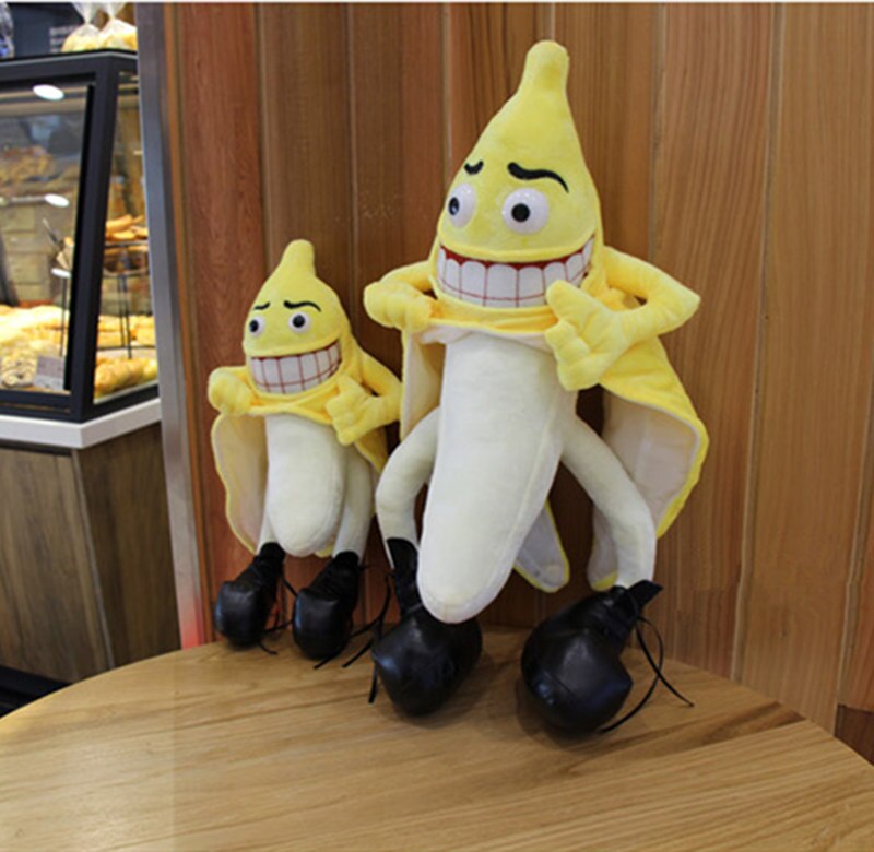 40cm 80cm 재미있는 참신 사악한 바나나 남자 인형 장난감 귀여운 부드러운 과일 바나나 인형 모델 발렌타인 데이 어린이 선물